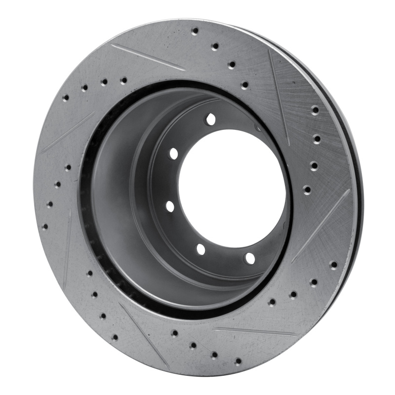 Ford F-350 Super Duty Brake Rotor (1) - Rear Left - R1 Concepts - Drilled & Slotted - Silver - `05-`12